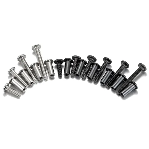 Vista 6 de Mix 100 Set M6x20/25/30/35/40/50mm Tornillos de muebles negros con tuercas hexagonales y de barril Kit de tornillos de poste de unión para pernos