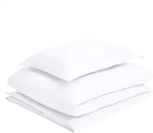 Vista 2 de Amazon Basics - Juego de funda de edredón de microfibra ligera de 2 piezas con cierre de cremallera, Twin/Twin XL, Blanco brillante, sólido