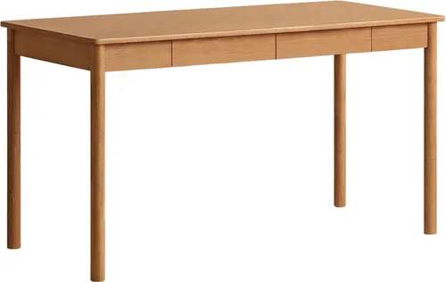 Vista 28 de Escritorio de madera maciza con acabado de nogal, escritorio pequeño para oficina en casa, escritorio de computadora para espacios pequeños