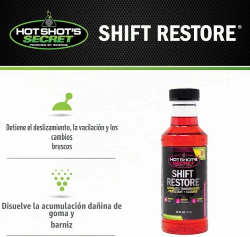 Vista 5 de Hot Shot's Secret Aditivo de transmisión Shift Restore, 16 oz Trata 10 cuartos de galón. Ayuda a mejorar el cambio, reducir el deslizamiento