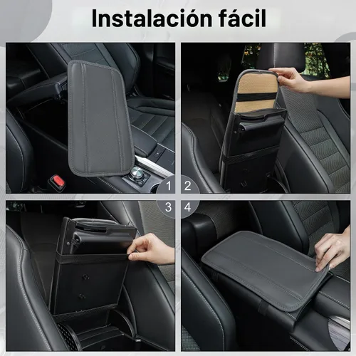 Vista 3 de Amiss - Funda para consola central automóvil, impermeable, ajuste universal, protector de reposabrazos de cuero sintético, accesorios