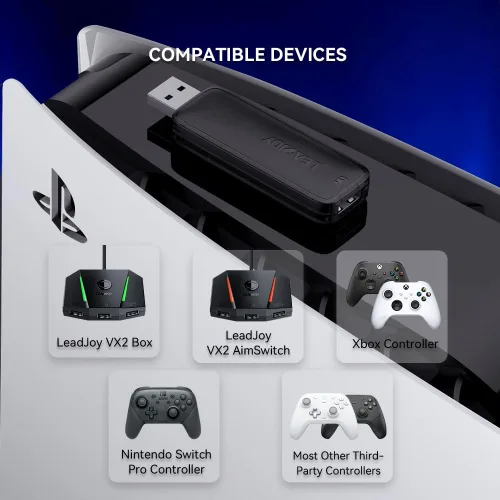 Vista 3 de Leadjoy P5 Adaptador de teclado y mouse convertidor para consola PS5, adaptador de juegos compatible con leadjoy VX2 Box, GameSir VX2 AimSwitch