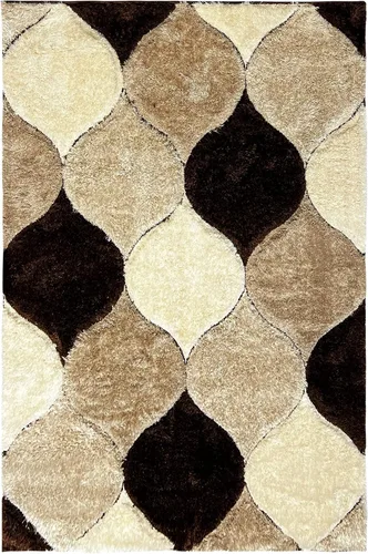 Vista 2 de Alfombra de área 4D color marrón de 5 x 7 pulgadas, felpa gruesa y suave y moderna, resistente a las manchas, fácil de limpiar y hecha a máquina