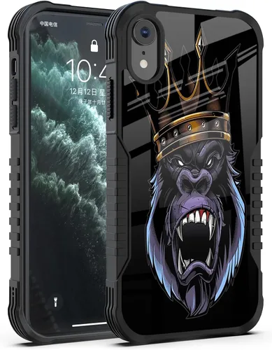 Vista 11 de Funda compatible con iPhone XR para hombres y niños, resistente a los golpes, funda de policarbonato duro de silicona suave, resistente a