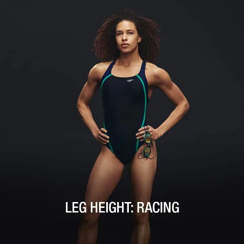 Vista 11 de Speedo Creora Highclo Quantum Splice - Traje de baño de una pieza para mujer de corte alto sólido.