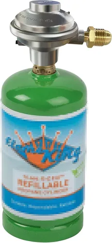 Vista 3 de MENSI Válvula reguladora de propano de 1 libra con conexión de botella de eliminación de una libra y ajuste de campana macho de 3/8 pulgadas