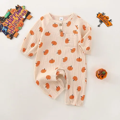 Vista 168 de Disfraz de Halloween para bebé niño y niña, mameluco de manga larga con diseño de calabaza, mameluco para Halloween