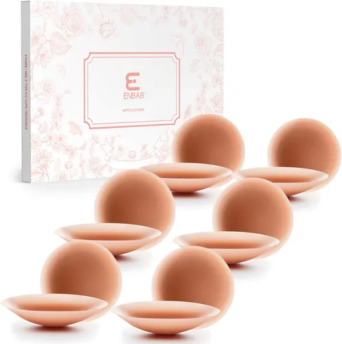 Vista 10 de ENBAB Nipple Covers for Women, Reusable Adhesive Silicone Bra Pasties for No Show Strapless Dress