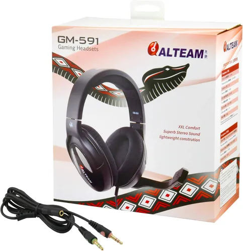 Vista 6 de Auriculares con cable para juegos sobre la oreja de 2.087 in Driver Pro Game con micrófono, sonido estéreo de graves envolventes, enchufe de 0.138