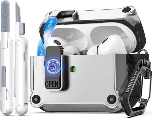 Vista 47 de R-fun Funda de carga compatible con AirPods de 2ª generación 2019, 1ª generación 2016, protección completa contra caídas, tapa desplegable