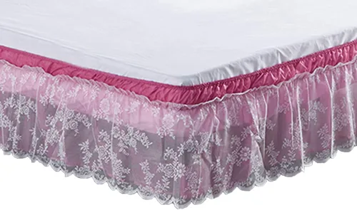 Vista 10 de Falda de cama de encaje envolvente Falda de cama con volantes Cubierta de polvo Funda de cama con volantes