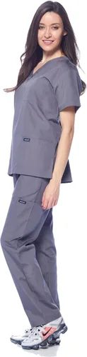 Vista 3 de Dagacci Scrubs Uniforme Médico para Mujeres y Hombres Conjunto de Scrubs Médicos Top y Pantalones