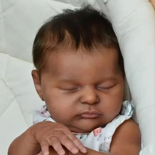 Vista 5 de iCradle Muñecas Reborn de bebé durmiendo de 19 pulgadas de piel negra realista para niños pequeños recién nacidos, muñeca realista