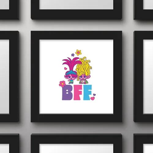 Vista 2 de Trends International Gallery Pops Trolls Band Together - Póster de pared Tiny Trolls BFF de pared, 12.00 x 12.00 pulgadas, versión de marco negro