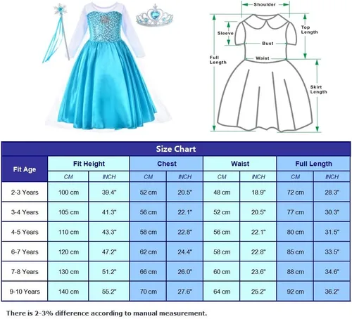 Vista 7 de Party Chili Disfraz de princesa para niñas, disfraz con accesorios para niñas pequeñas