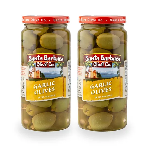 Vista 31 de Aceitunas verdes rellenas de anchoas sin hueso de Santa Barbara, perfectas para tablas de embutidos, ensaladas, pizza y pasta, paquete de 3, 5 onzas