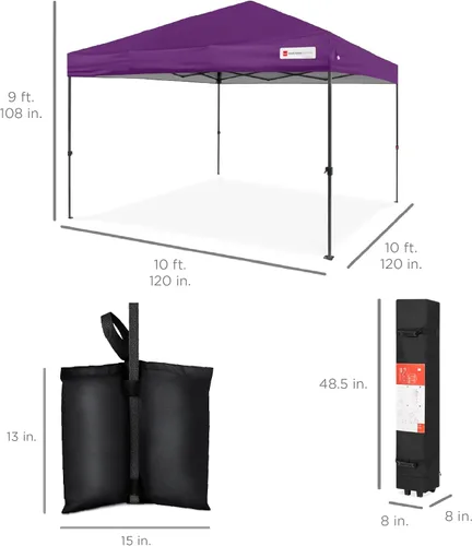 Vista 9 de Best Choice Products Carpa Toldo Desplegable de 10x10 pies para Instalación de 1 Persona, Refugio Portátil Instantáneo con Botón de 1 Toque