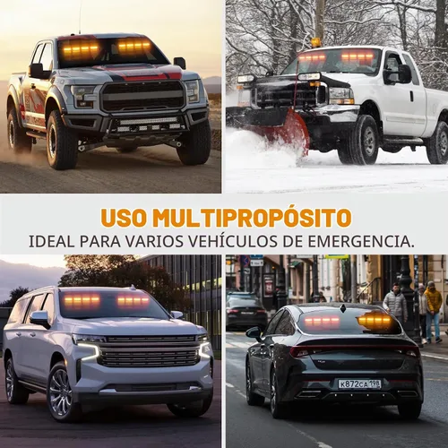 Vista 7 de XRIDONSEN Luces estroboscópicas de emergencia para salpicadero, advertencia intermitente de seguridad ámbar con controlador de pantalla digital