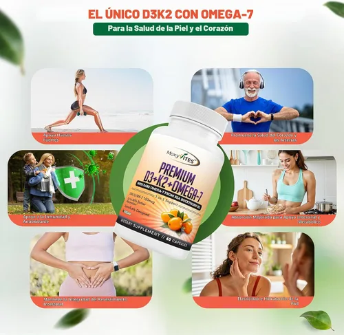 Vista 7 de MoxyVites Vitamina D3 K2 5000 UI – Alta absorción D3 + K2 MK-7 con aceite de espino cerval de mar y omega-7 – Apoyo óseo, corazón e inmunológico