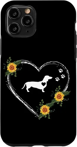 Vista 29 de Dachshund Heartbeat With Paw Prints On Black Case for iPhone 16
