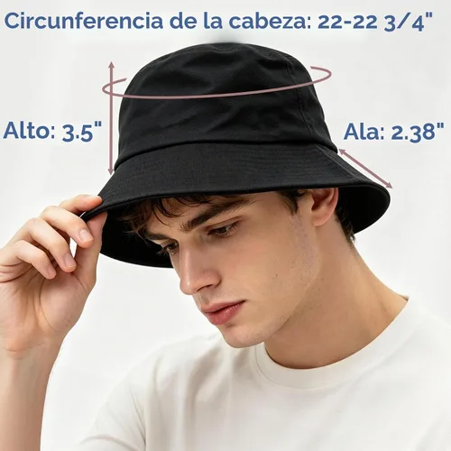 Vista 7 de PFFY Reversible Bucket Hat for Women Men Cotton Sun Beach Fishing Cap Negro/Beige (reversible)