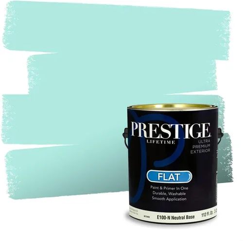Vista 115 de Prestige Paints - Pintura exterior e imprimación en uno, 1 galón, plano, compatibilidad comparable con el color menta «Whipped Mint» de Behr