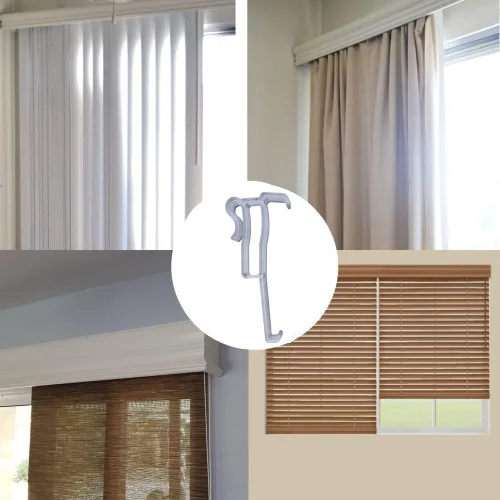 Vista 4 de Cutelec 6 clips de cenefa de 3-1/4 pulgadas, soporte oculto de plástico transparente para cenefa de ventana, cortina horizontal de imitación