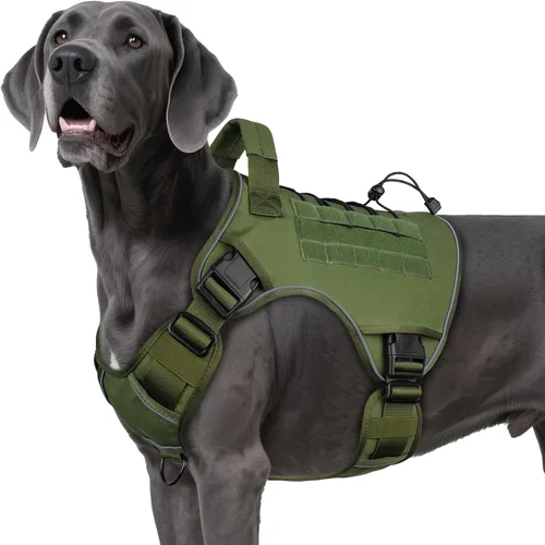 Vista 12 de WINGOIN Arnés táctico negro para perros pequeños, arnés resistente sin tirones con asa, arnés militar reflectante ajustable K9 para mascotas