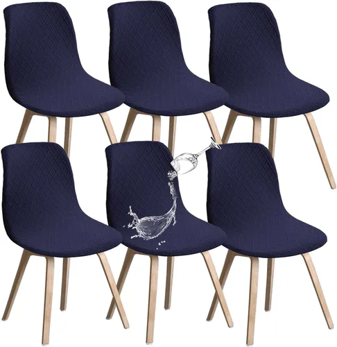 Vista 12 de Juego de 2 fundas de jacquard para silla, elásticas, impermeables, escandinavas, para sillas de comedor, lavables, modernas, fundas de asiento