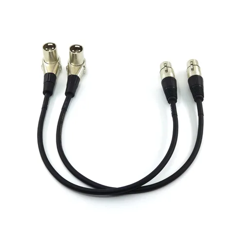 Vista 2 de WJSTN Cable XLR macho en ángulo recto XLR macho a hembra recto de 1 pie, adaptador de audio de micrófono XLR para cámara, mezclador, interfaz