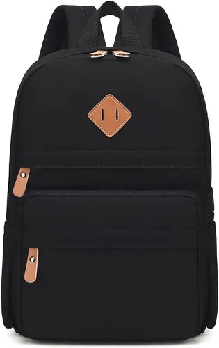 Vista 8 de Swacort Mochila para la escuela, mochila de viaje de lona ligera para mujer, mochila de viaje, regalo para niñas y niños, Negro(015), Mochilas