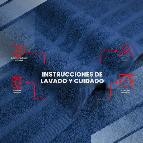 Vista 6 de Infinitee Xclusives - Toallas de baño 100% algodón hilado en anillo para baño, paquete de 2 Marina Tranquila