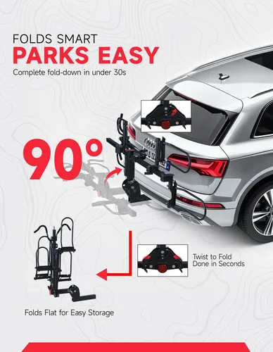 Vista 6 de Young - Portabicicletas para 2 bicicletas, plataforma para montaje en autos, camiones y minivans, compatible con bicicletas con ruedas de hasta 5