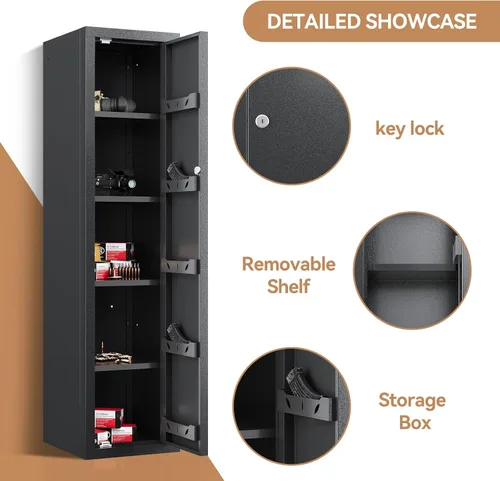 Vista 3 de Caja fuerte KAER, gabinete para pistolas de 59 pulgadas de alto, caja fuerte para el hogar, caja fuerte grande para uso doméstico, acceso rápido