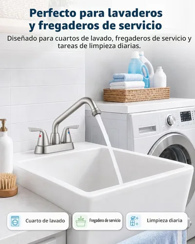 Vista 2 de Aolemi Grifo para lavadero utilitario, extremo roscado NPT de 3/4", níquel Níquel cepillado
