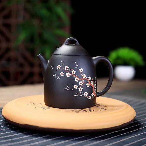 Vista 9 de Tetera de 8.1 fl oz / 8 oz arcilla china genuina negro Qinquan Pot Infusers Loose Tea Blooming
