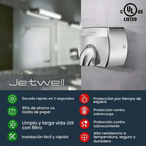 Vista 5 de JETWELL Elegante secador de manos compacto de alta velocidad modelo JW2830