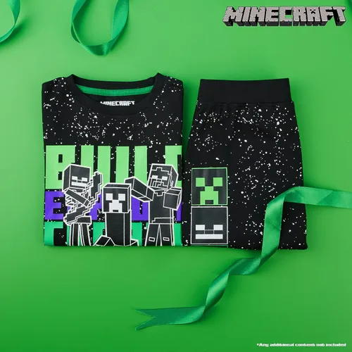 Vista 2 de Minecraft Conjunto de pijama para niños, ropa de descanso, camiseta larga o camiseta y pantalones para adolescentes, pijamas para niños de 5 a 14