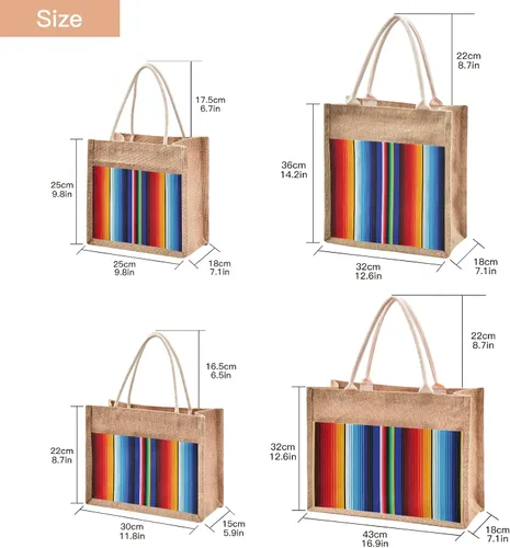 Vista 2 de Eionryn Cinco De Mayo Stripes Yute Tote Bag Mexican Day Of The Dead