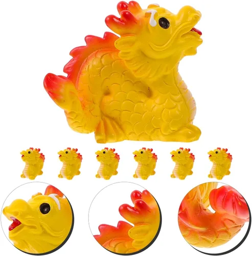 Vista 3 de EXCEART 12 mini figuras de dragón de resina 2024, estatua del año del dragón, mascota china del zodiaco Fengshui, adorno para decoraciones de año