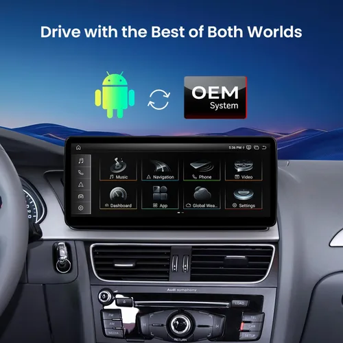 Vista 5 de XTRONS Estéreo de coche Android 13 de 12.3 pulgadas para Audi A4 S4 RS4 A5 S5 RS5 B8 Concierto/Sinfónica Sistema de Radio, IPS Pantalla táctil