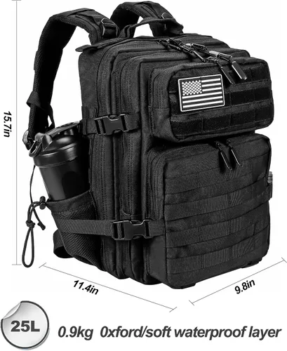 Vista 2 de LHI Mochila Militar Táctica para Hombres y Mujeres 25L/35L Mochila de Asalto del Ejército Bolsa Mochila Pequeña con Portabotellas