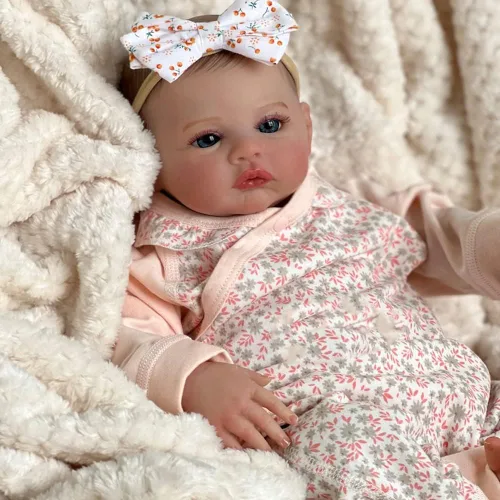 Vista 5 de RXDOLL Muñecas Reborn de silicona de vinilo de cuerpo completo para niña de 19 pulgadas, muñecas realistas de bebé recién nacido con ojos azules