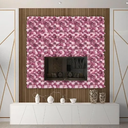 Vista 4 de OUKANING Paquete de 6 paneles de pared de rosas artificiales de seda para fiestas, bodas, flores, telón de fondo de pared para escenario del hogar