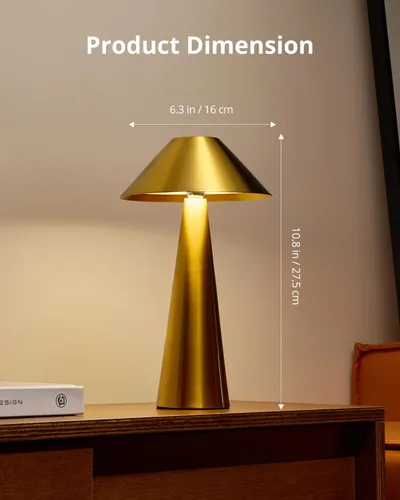 Vista 5 de Bojim Lámpara de mesa inalámbrica recargable, luces LED de mesa inalámbricas, funciona con pilas, táctil para 3 colores regulables, impermeable IP54