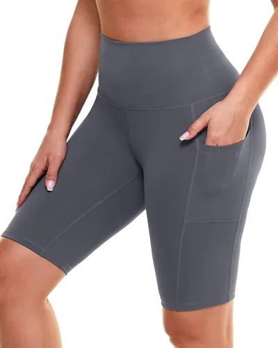 Vista 11 de Biker Shorts for Women with Pockets - 8"/5"/3" Booty Black Spandex Shorts Verde militar