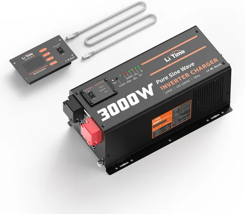 Vista 12 de LiTime Inversor híbrido solar de 3500 W, cargador de inversor solar todo en uno de 48 V CC a 120 V CA, controlador de carga MPPT integrado de 80 A