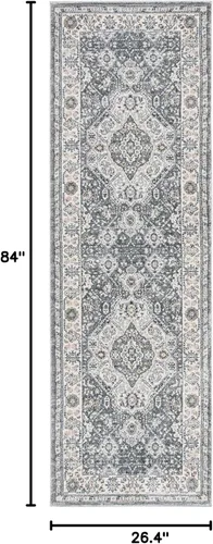 Vista 61 de SAFAVIEH - Colección Isabella, alfombra decorativa - 2'2" x 5', azul y crema, diseño oriental, no desprende pelusa y fácil cuidado, ideal para áreas