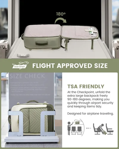 Vista 2 de LOVEVOOK Mochila de Viaje Grande, Mochila de Equipaje de Mano para Aviones, Viajes