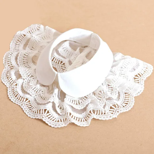 Vista 3 de Blusa de media camisa con encaje en capas, cuello sintético, cuello con volantes, cuello falso, mini capa, gargantilla para muñeca, Multi